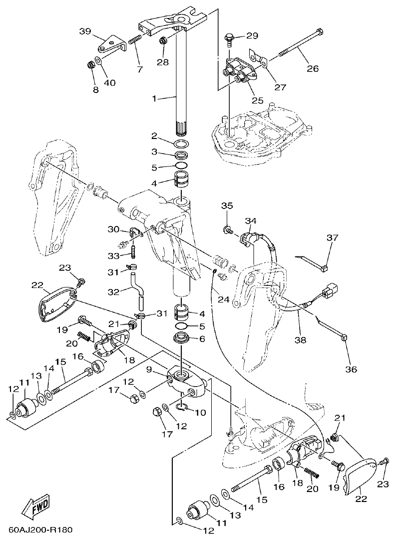 Yamaha F50DET, FT50CET BRACKET 2 parts diagram